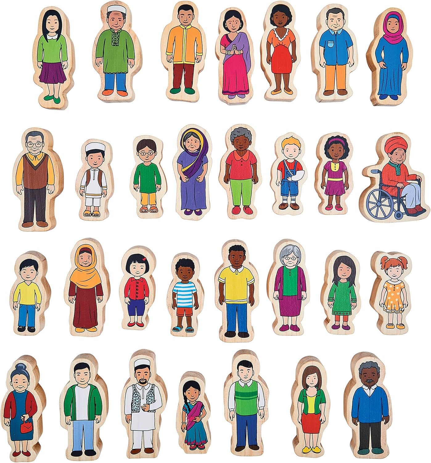 30-Piece Wooden Doll Set