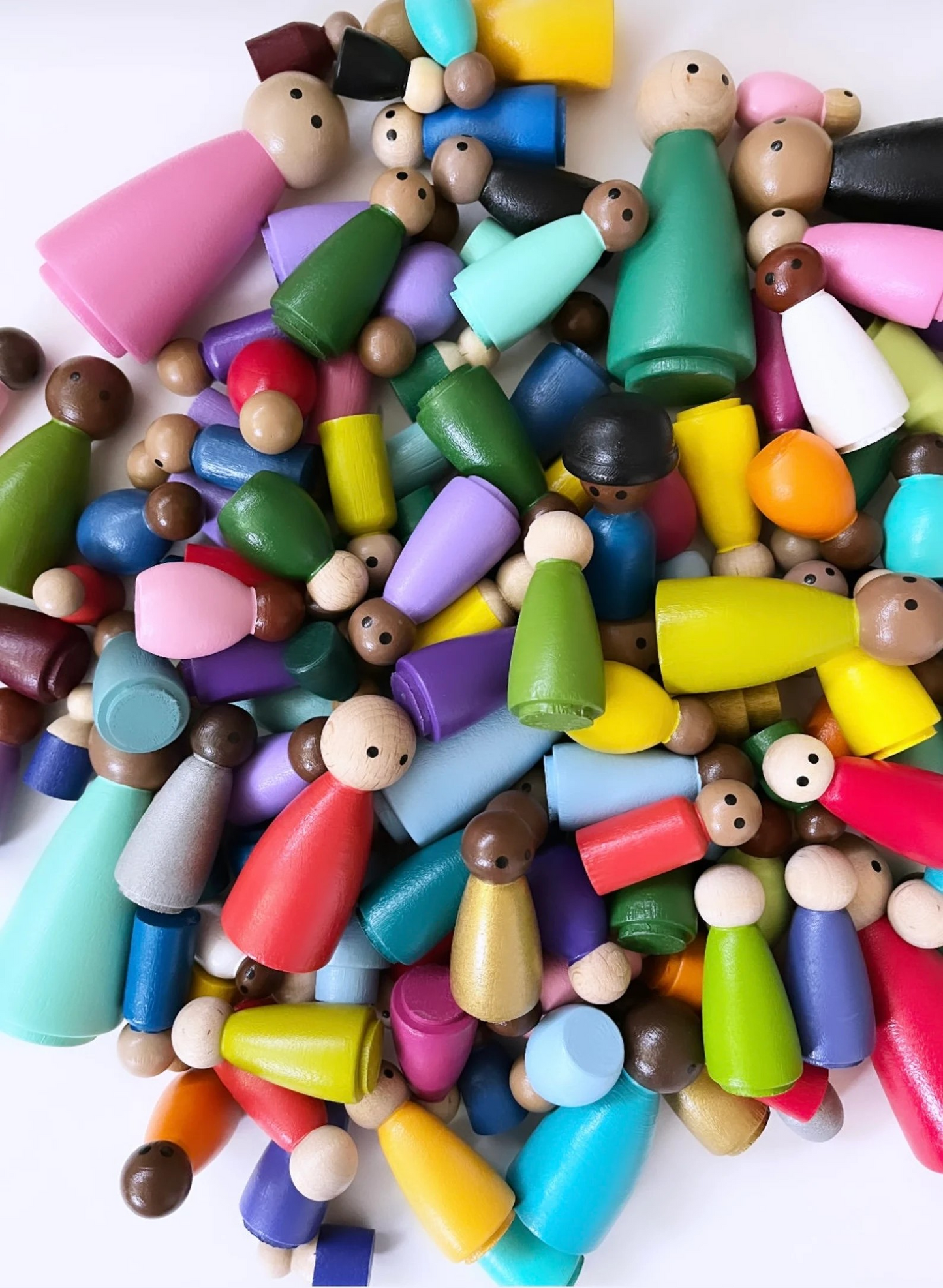 Mixed Skin Tones 25 Peg Dolls