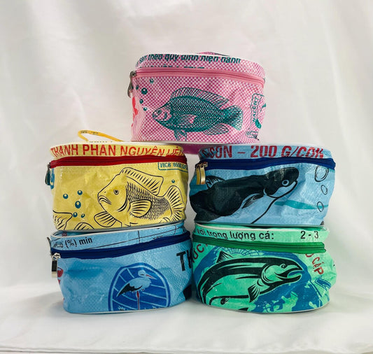 Recycled Fishy Oval Zipper Pouch