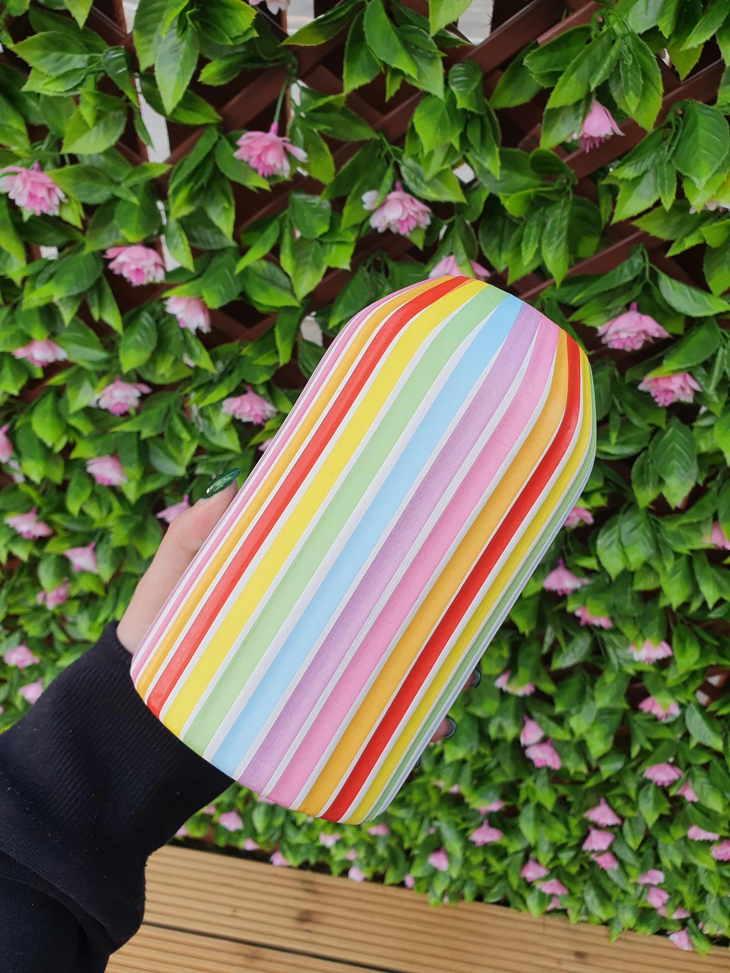 Rainbow Stripe Ceramic Vase