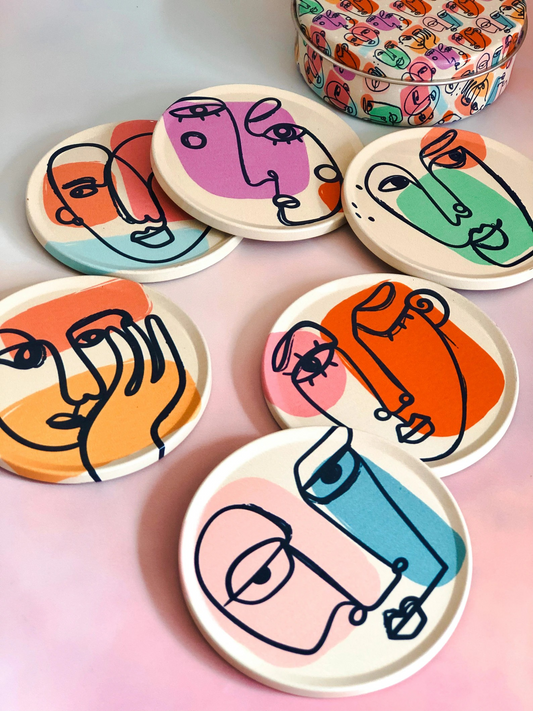 Abstract Faces Art Coasters