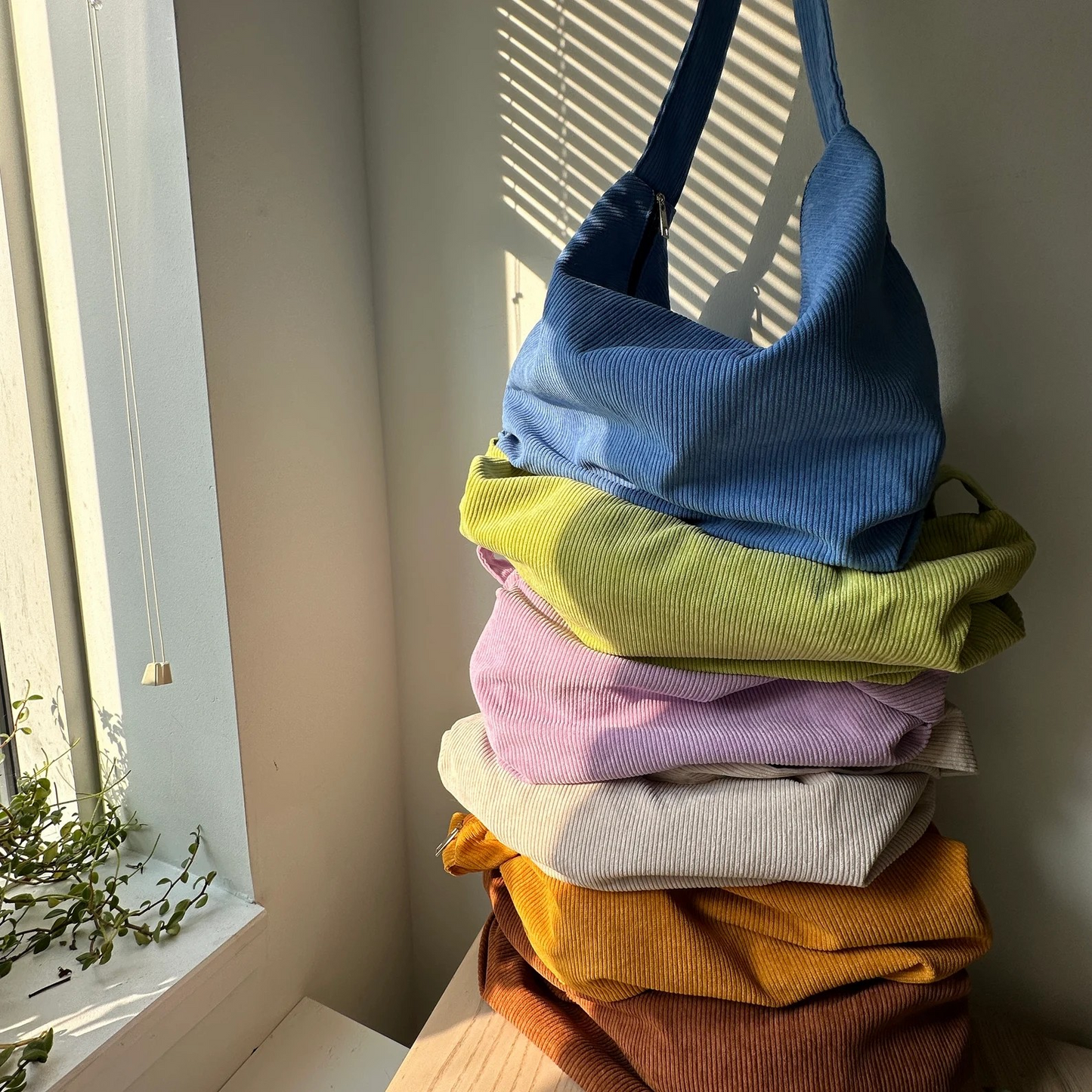 Cute Retro Corduroy Tote Bag