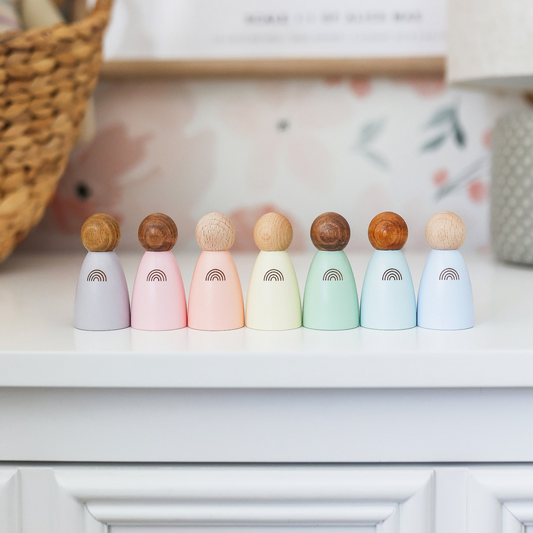 Pastel Rainbow Peg Dolls